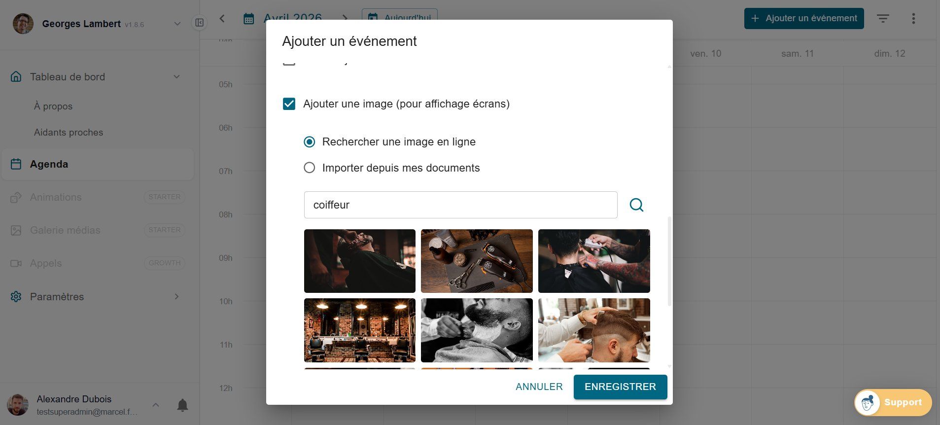 Ajout d'une image illustrative à un événement Marcel - recherche en ligne